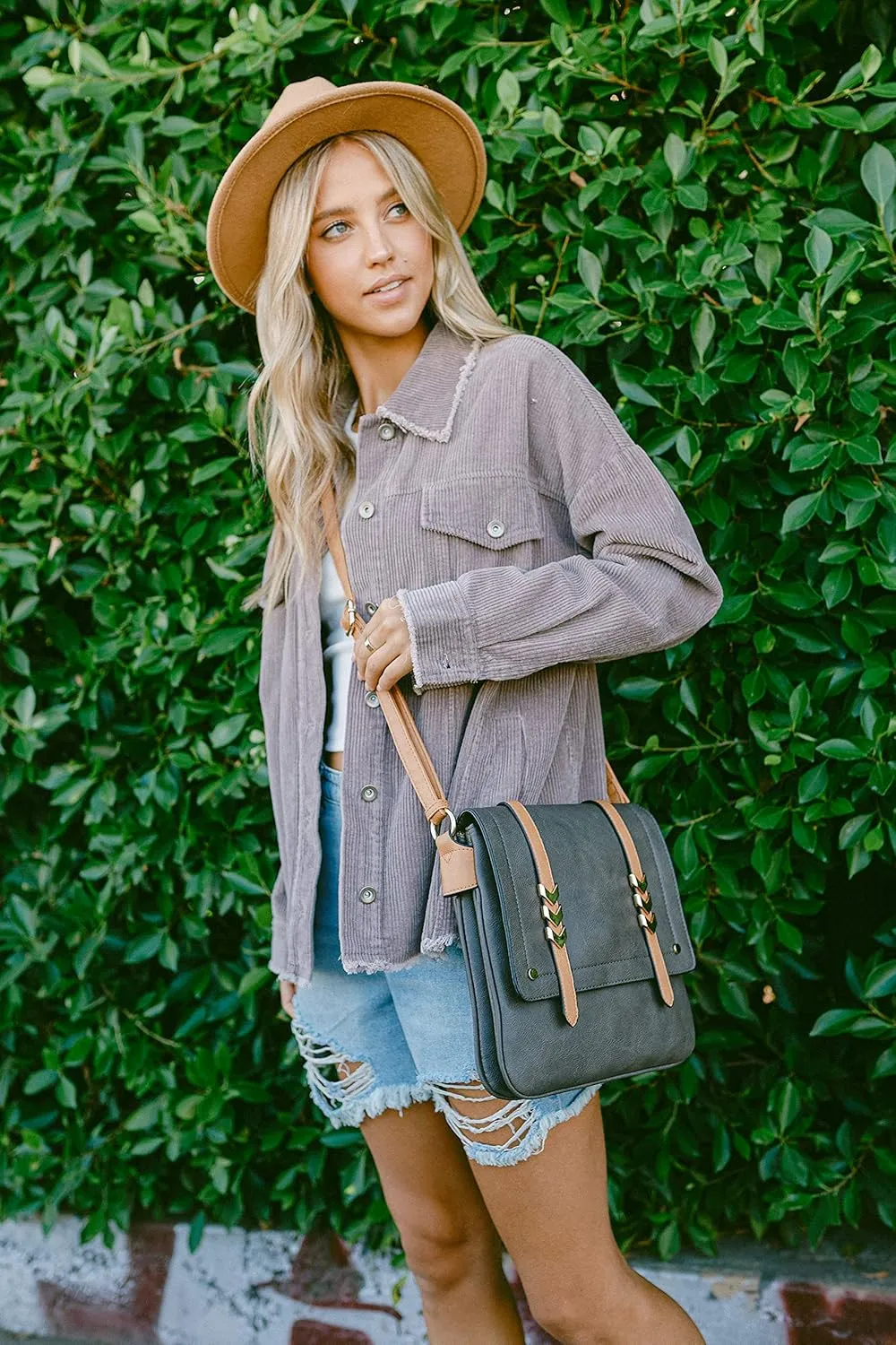 ALYSSA Double Compartment Large Flapover Crossbody Bag