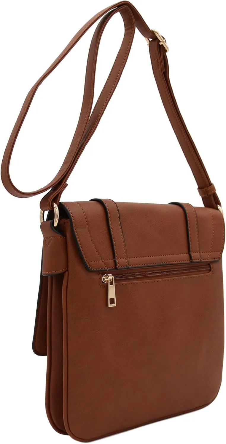 ALYSSA Double Compartment Large Flapover Crossbody Bag