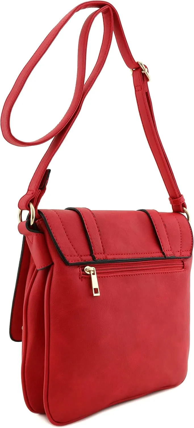 ALYSSA Double Compartment Large Flapover Crossbody Bag