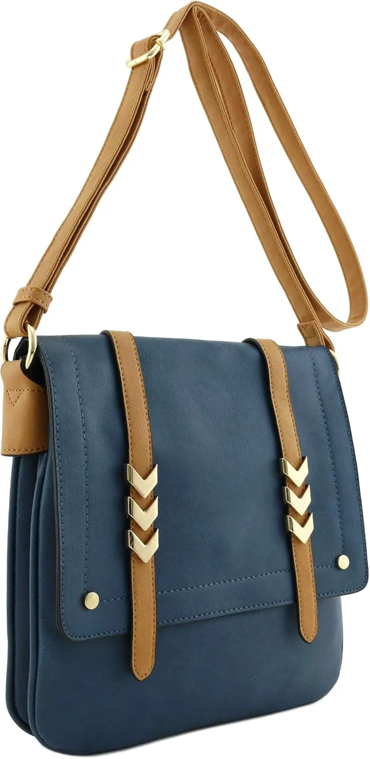 ALYSSA Double Compartment Large Flapover Crossbody Bag