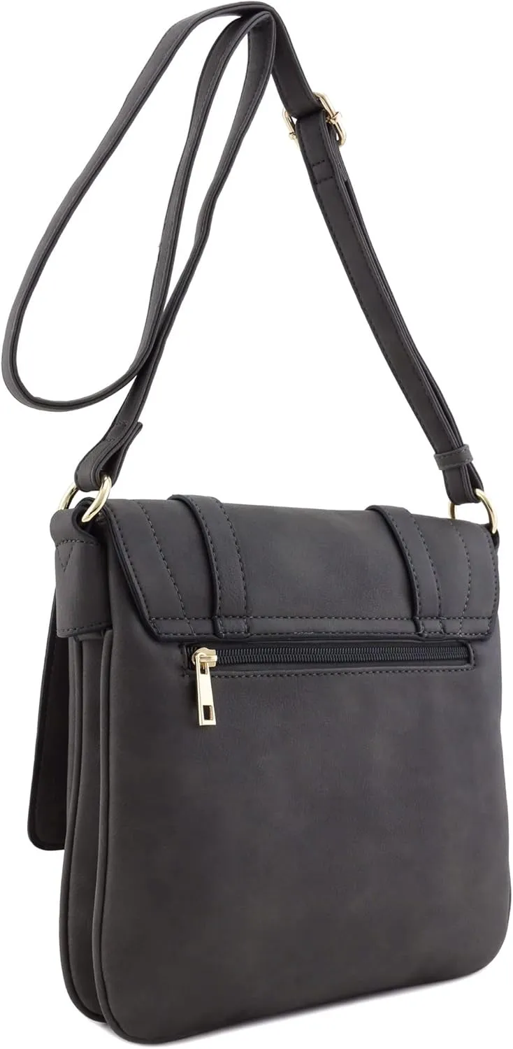 ALYSSA Double Compartment Large Flapover Crossbody Bag