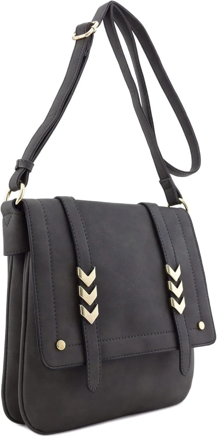 ALYSSA Double Compartment Large Flapover Crossbody Bag