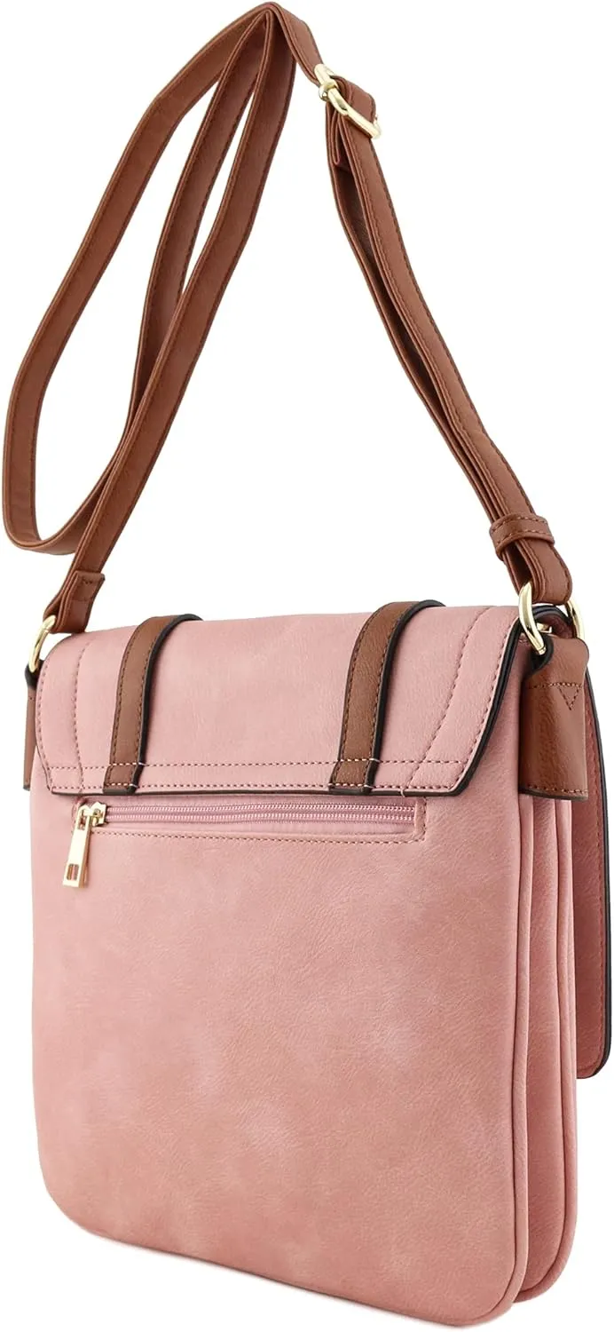 ALYSSA Double Compartment Large Flapover Crossbody Bag