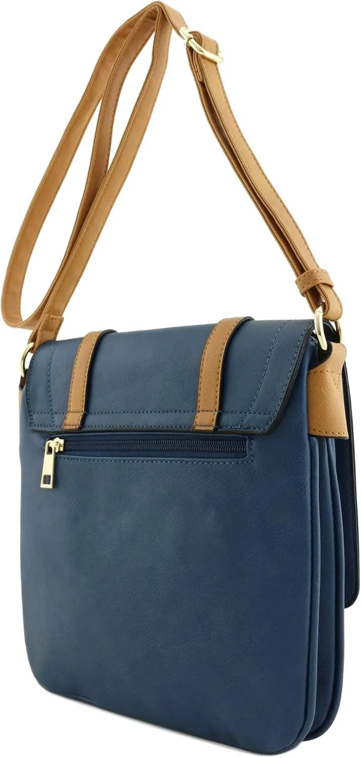 ALYSSA Double Compartment Large Flapover Crossbody Bag
