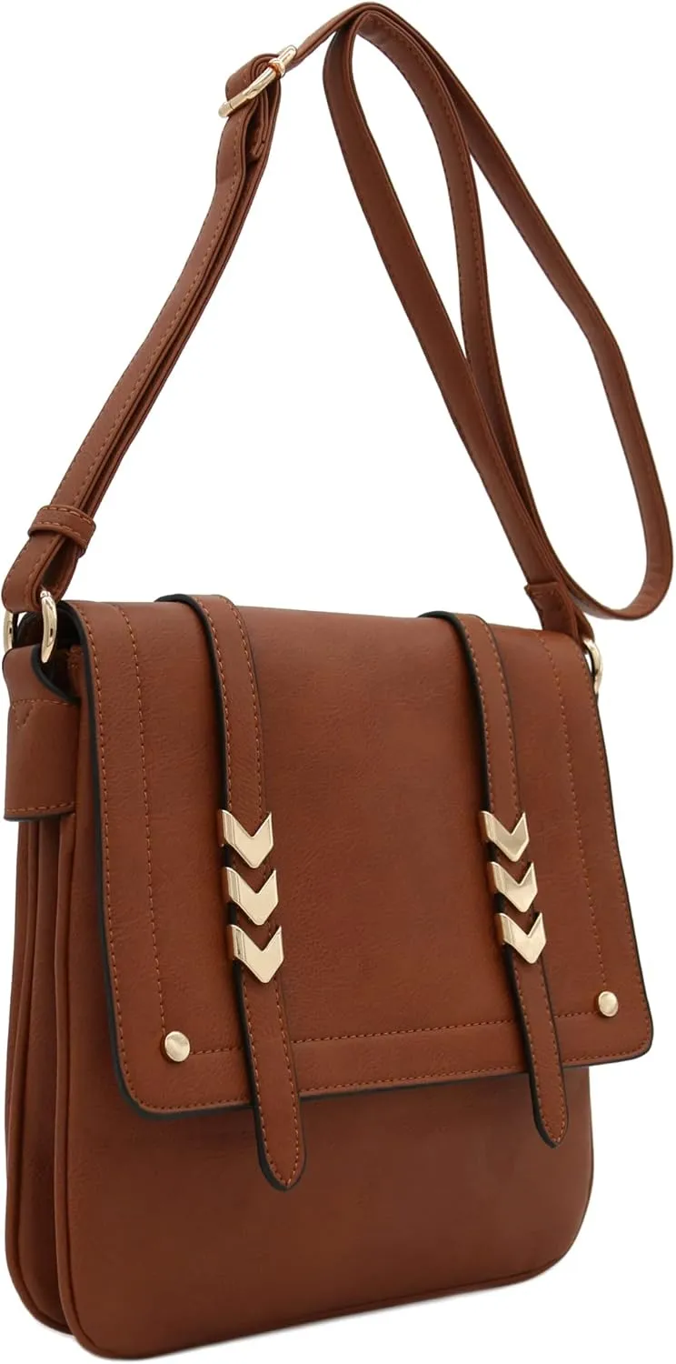 ALYSSA Double Compartment Large Flapover Crossbody Bag