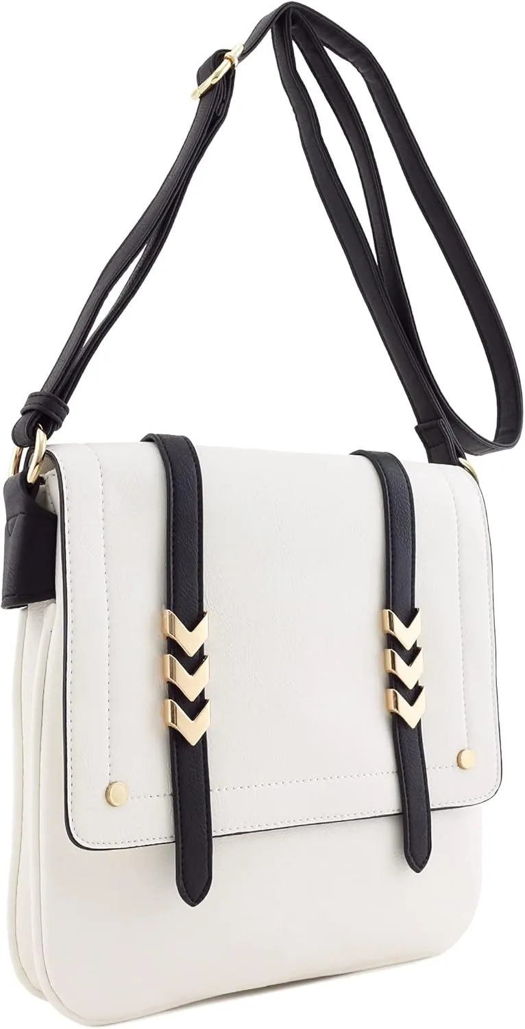ALYSSA Double Compartment Large Flapover Crossbody Bag