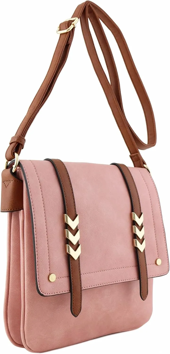ALYSSA Double Compartment Large Flapover Crossbody Bag