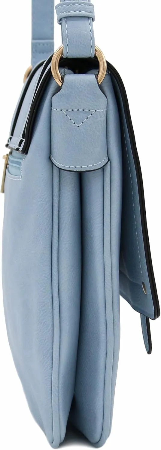 ALYSSA Double Compartment Large Flapover Crossbody Bag