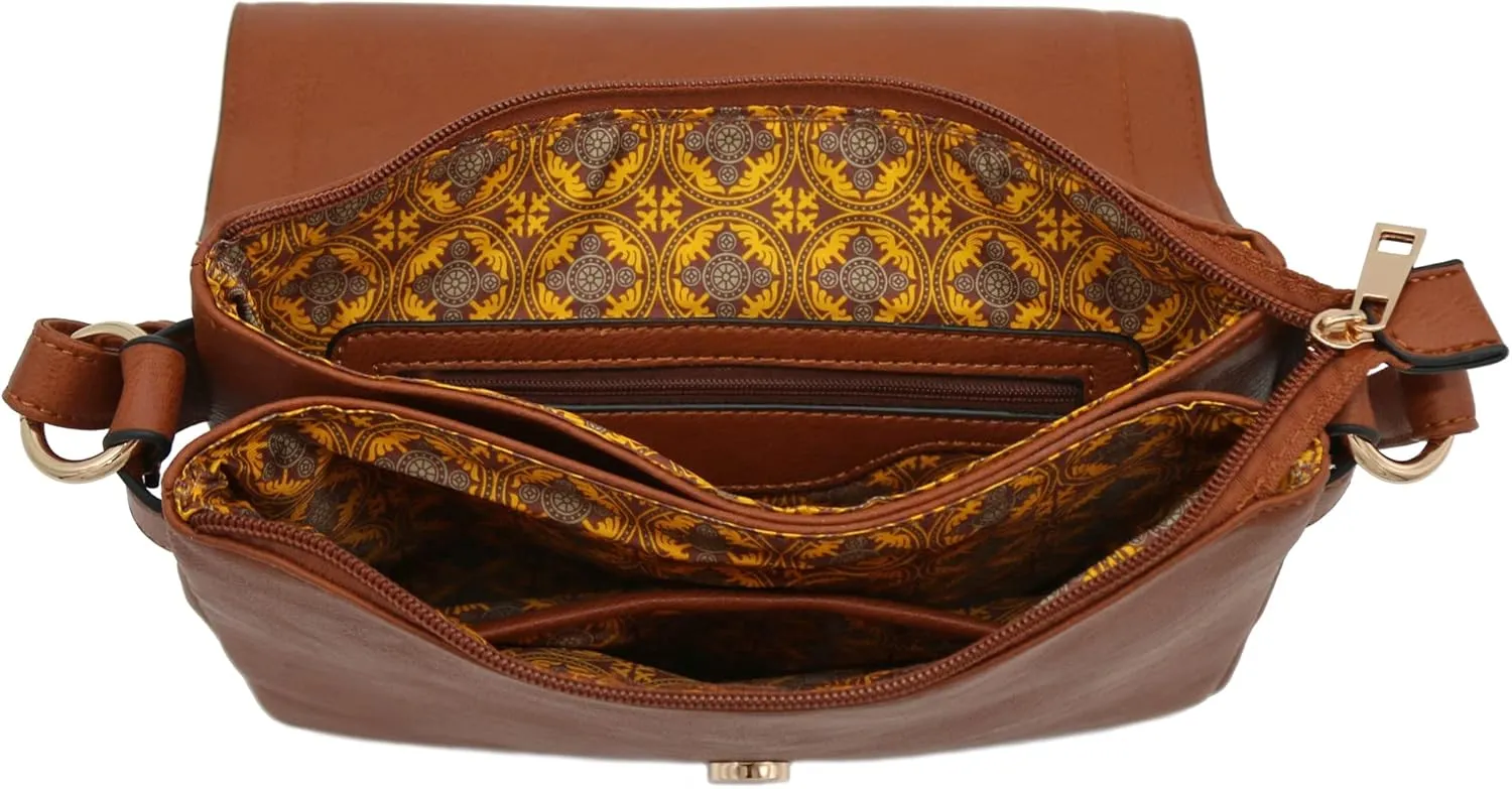 ALYSSA Double Compartment Large Flapover Crossbody Bag