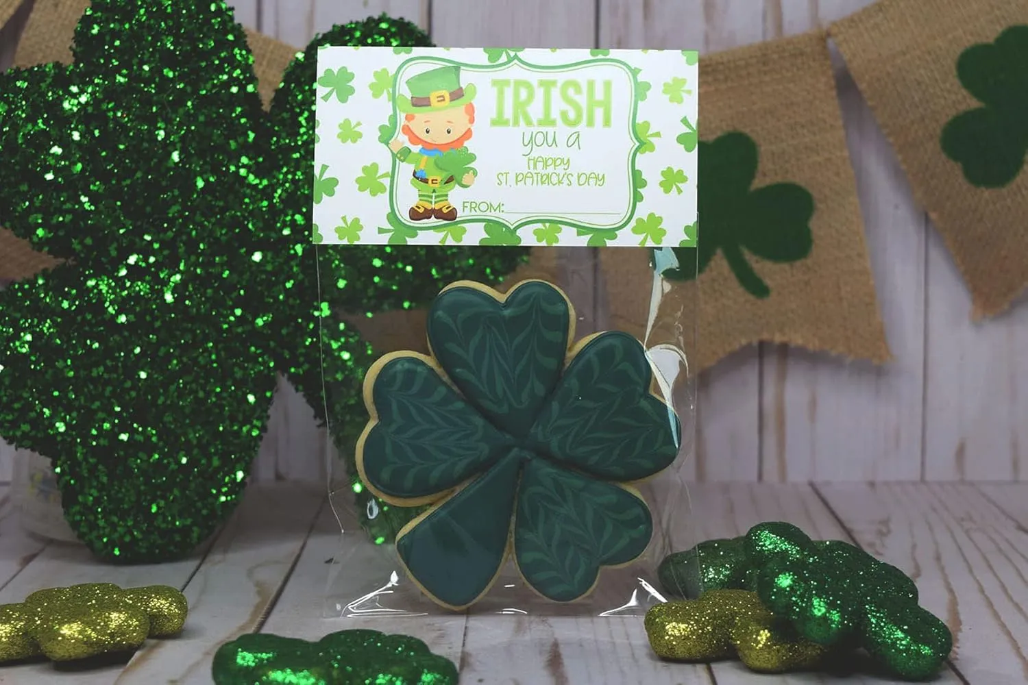 Amanda Creation Irish You A Happy St. Patrick's Day Bag Toppers for Party Favor Treat Bags, Set of 20 Bag Toppers With 20 Self-Adhesive Bags Also Included