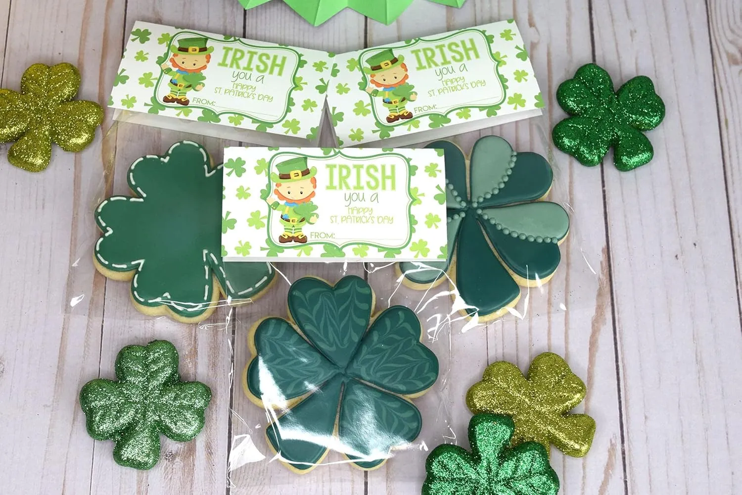 Amanda Creation Irish You A Happy St. Patrick's Day Bag Toppers for Party Favor Treat Bags, Set of 20 Bag Toppers With 20 Self-Adhesive Bags Also Included
