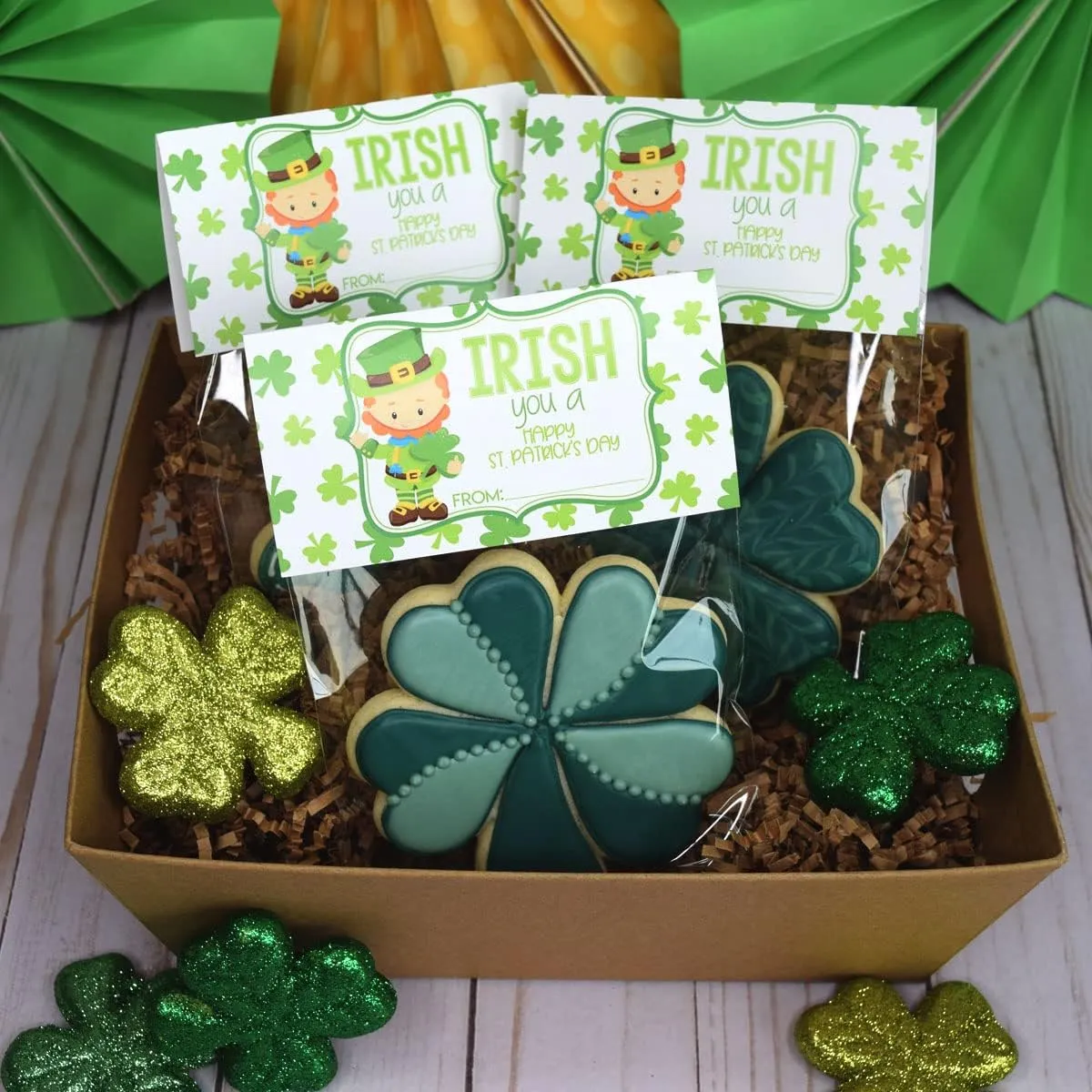 Amanda Creation Irish You A Happy St. Patrick's Day Bag Toppers for Party Favor Treat Bags, Set of 20 Bag Toppers With 20 Self-Adhesive Bags Also Included
