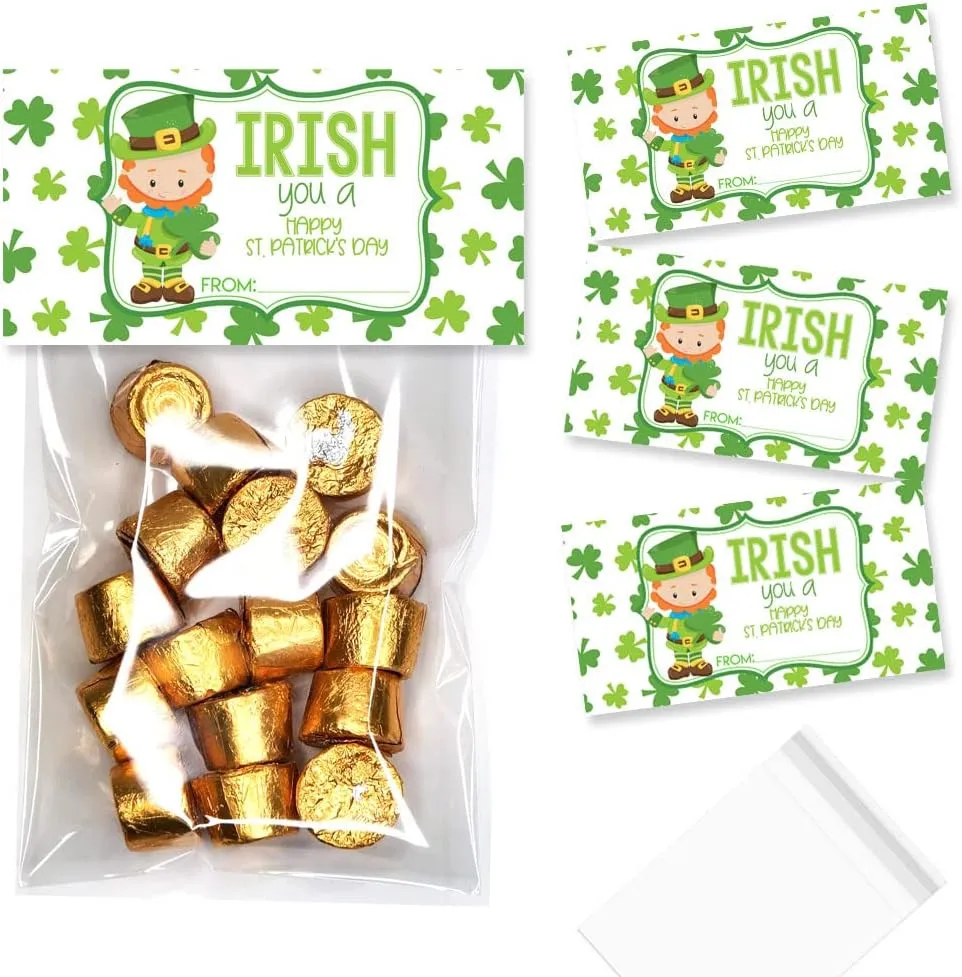 Amanda Creation Irish You A Happy St. Patrick's Day Bag Toppers for Party Favor Treat Bags, Set of 20 Bag Toppers With 20 Self-Adhesive Bags Also Included