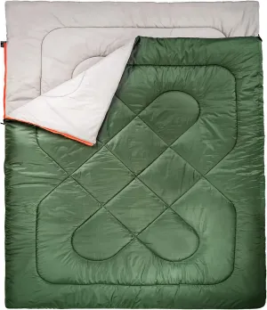 Amazon Basics 40°F Cool Weather Two-Person Sleeping Bag, 87 x 59 Inches, Olive Green