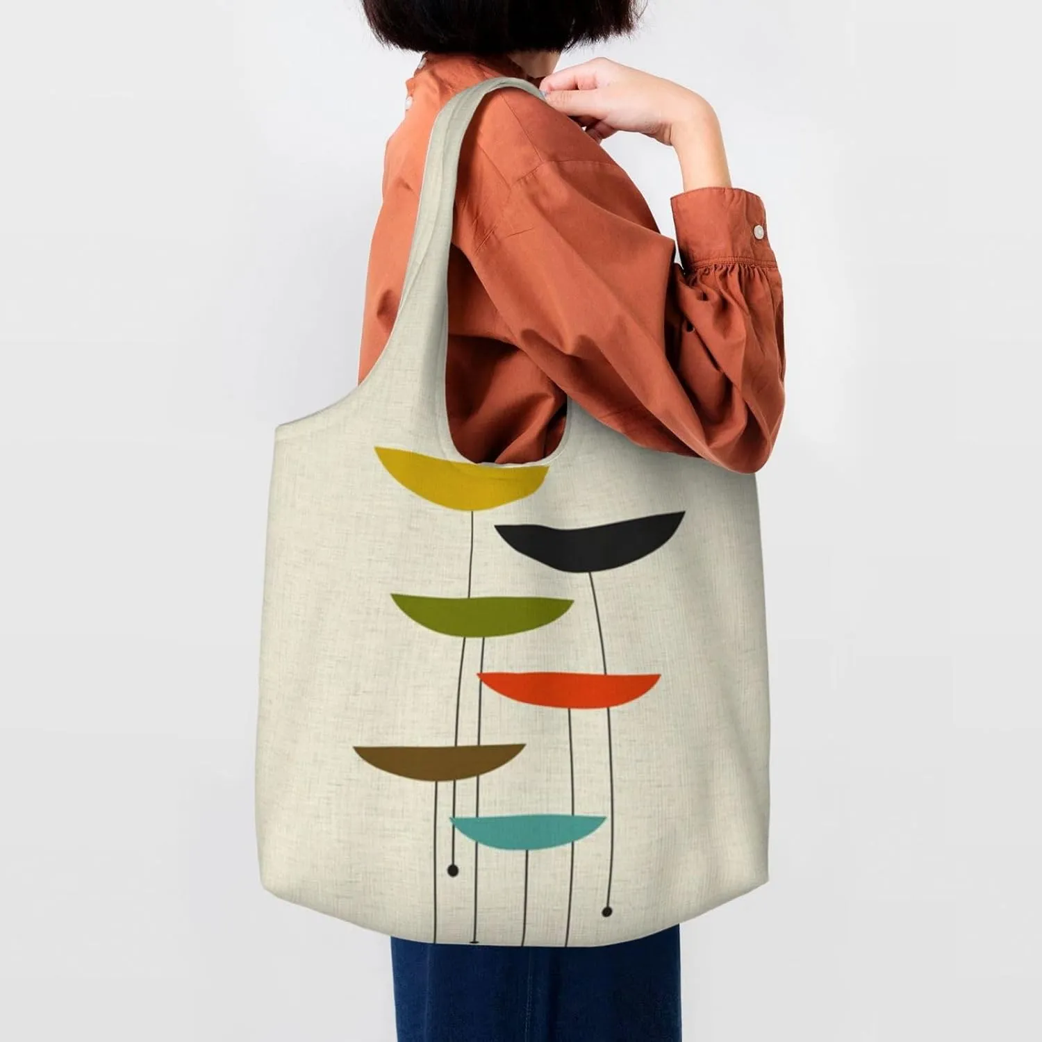AMAZWI Cute Gnome Canvas Tote Bag,Kitchen Reusable Grocery Bags,Work Handbag Tote,Weekender Bag Shopper Handbag