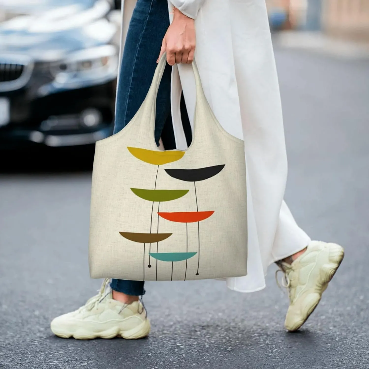 AMAZWI Cute Gnome Canvas Tote Bag,Kitchen Reusable Grocery Bags,Work Handbag Tote,Weekender Bag Shopper Handbag