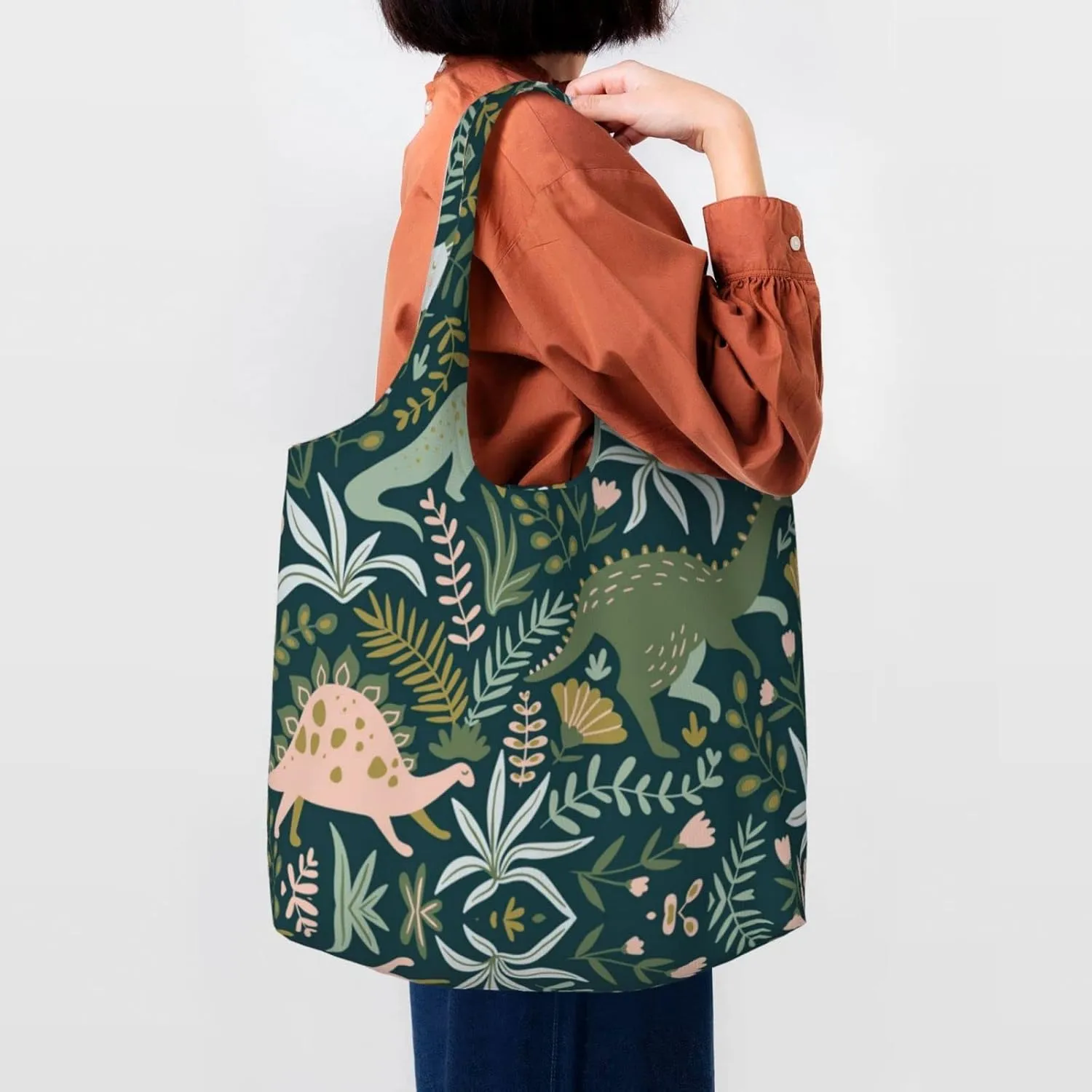 AMAZWI Cute Gnome Canvas Tote Bag,Kitchen Reusable Grocery Bags,Work Handbag Tote,Weekender Bag Shopper Handbag