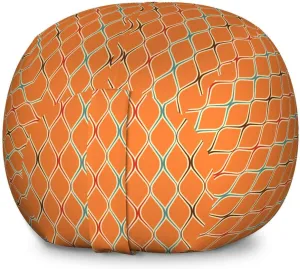 Ambesonne Orange Storage Toy Bag Chair, Vibrant Old Fashion Trippy with Unusual Shapes in Earthen Toned Display, Stuffed Animal Organizer Washable Bag, Large Size, Multicolor