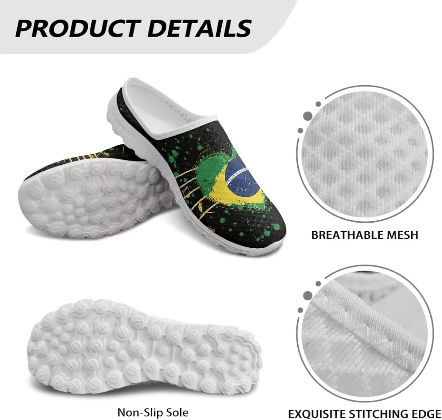 American Flag Print Mule Tennis Shoes for Women Classic Flats Shoes White EVA Sole Casual Sneaker Garden Clogs