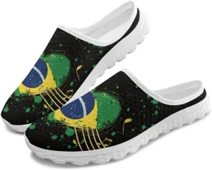 American Flag Print Mule Tennis Shoes for Women Classic Flats Shoes White EVA Sole Casual Sneaker Garden Clogs