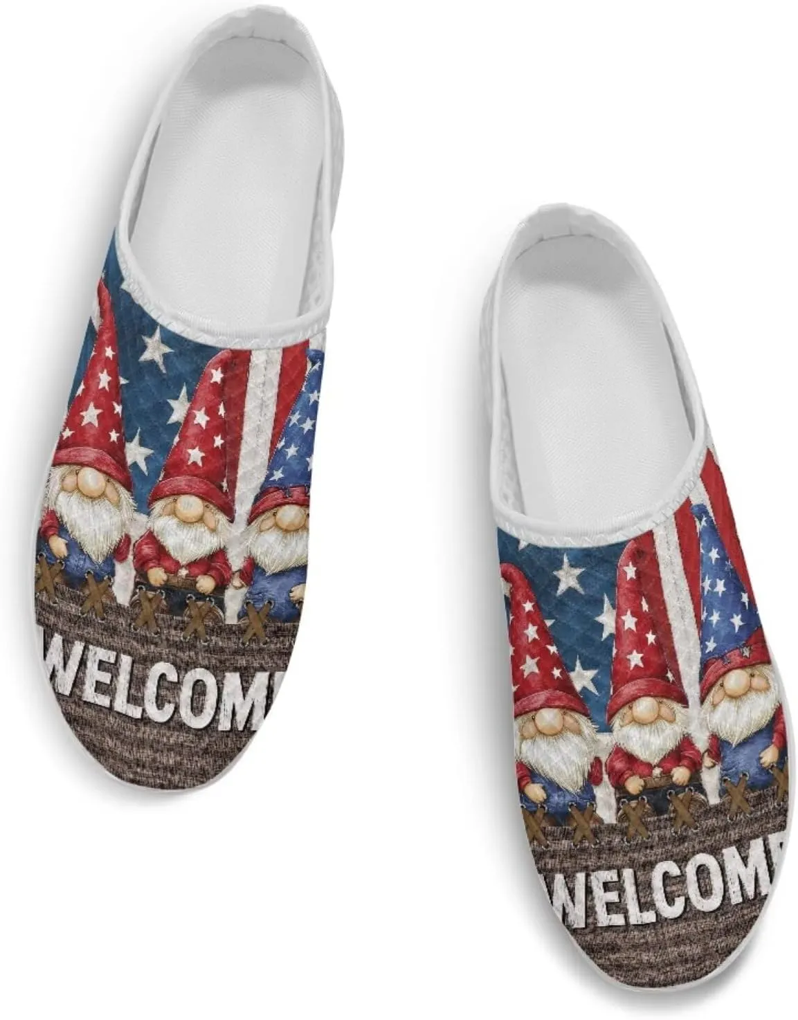 American Flag Print Mule Tennis Shoes for Women Classic Flats Shoes White EVA Sole Casual Sneaker Garden Clogs