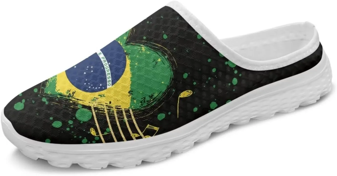 American Flag Print Mule Tennis Shoes for Women Classic Flats Shoes White EVA Sole Casual Sneaker Garden Clogs