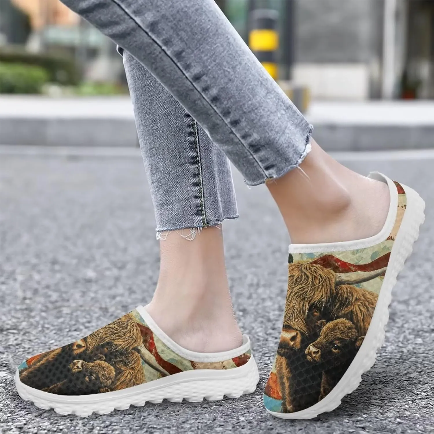 American Flag Print Mule Tennis Shoes for Women Classic Flats Shoes White EVA Sole Casual Sneaker Garden Clogs
