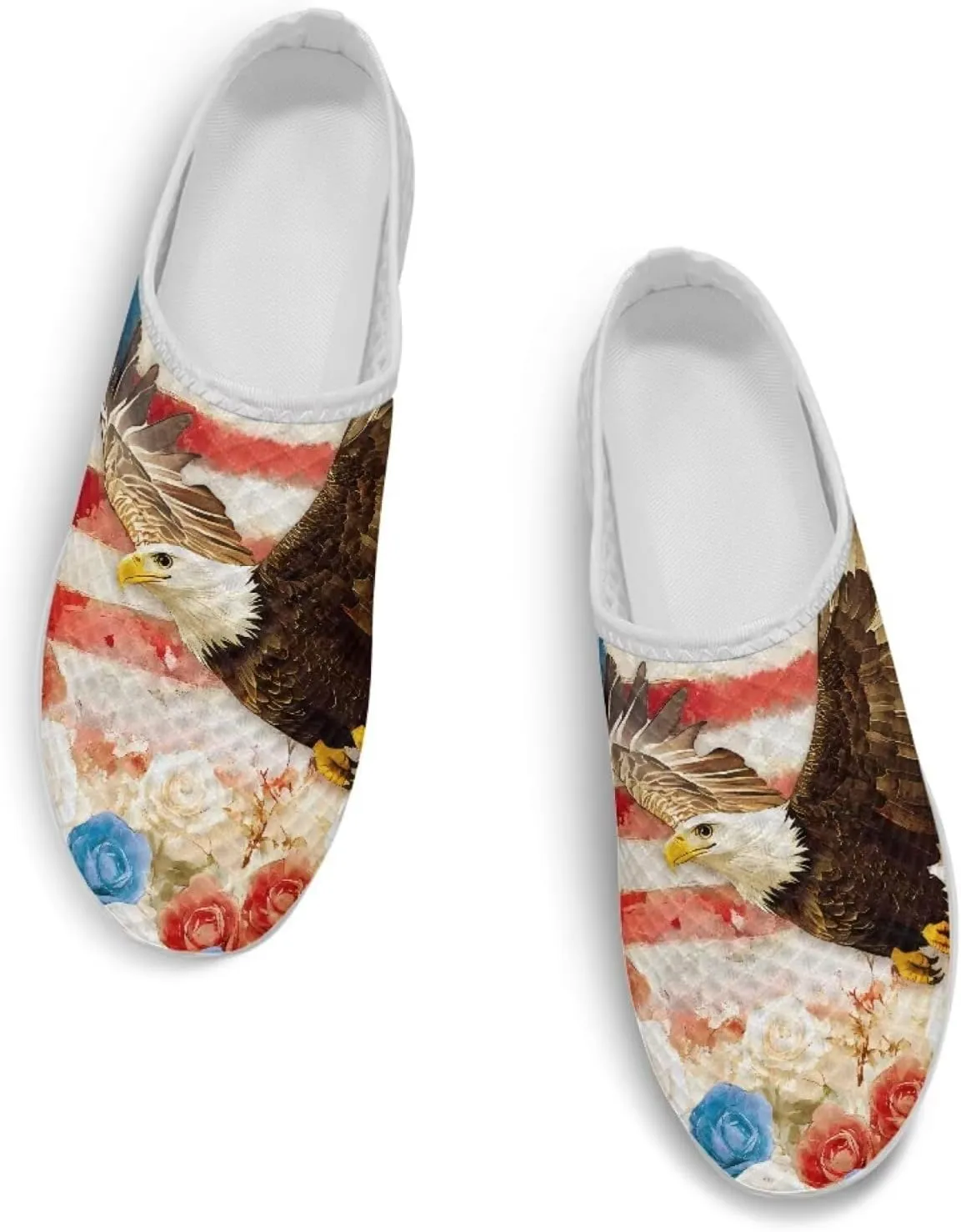 American Flag Print Mule Tennis Shoes for Women Classic Flats Shoes White EVA Sole Casual Sneaker Garden Clogs