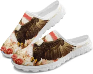 American Flag Print Mule Tennis Shoes for Women Classic Flats Shoes White EVA Sole Casual Sneaker Garden Clogs