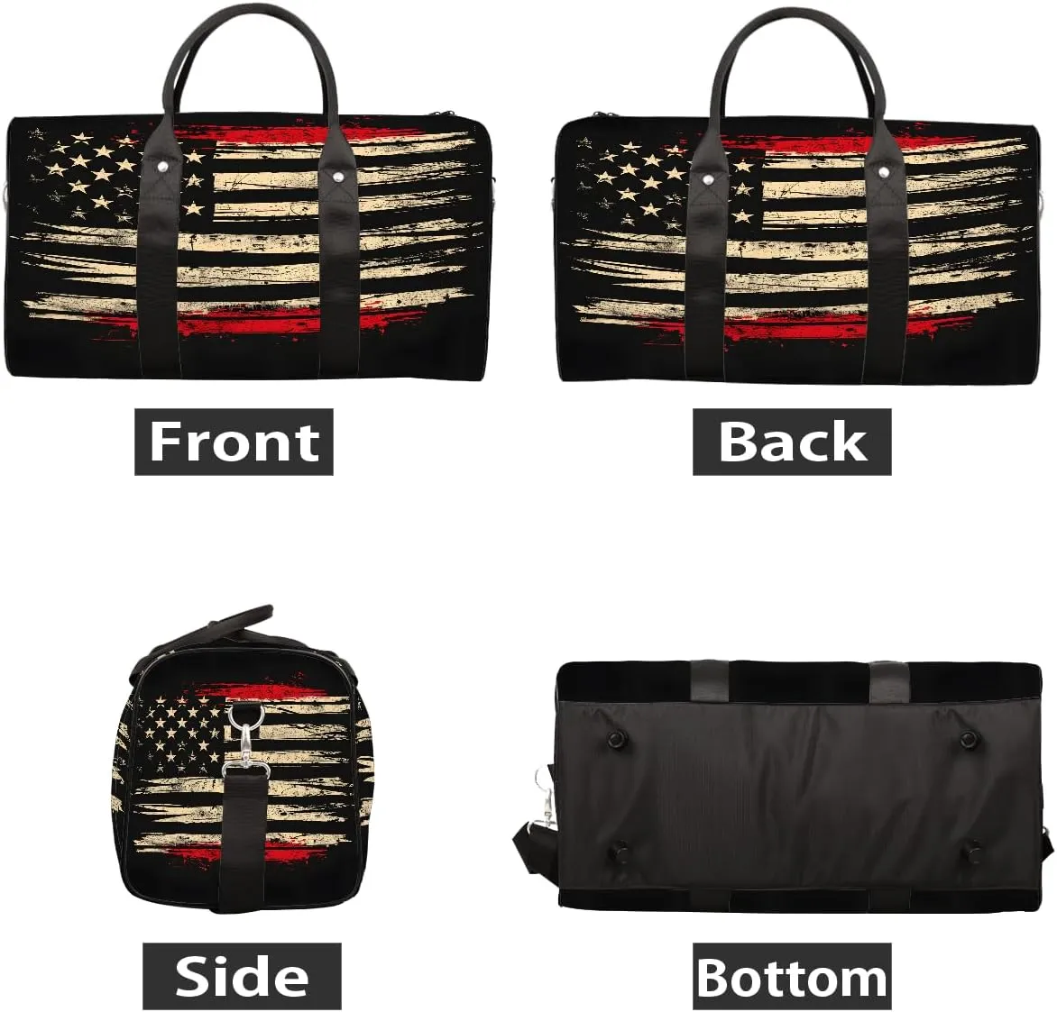 American Flag Retro Travel Duffle Bag Sports Gym Bags for Women Men Weekender Overnight Bags Waterproof Carry On Tote Bag Workout Bag for Dance Swimming Yoga Hospital