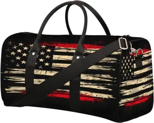 American Flag Retro Travel Duffle Bag Sports Gym Bags for Women Men Weekender Overnight Bags Waterproof Carry On Tote Bag Workout Bag for Dance Swimming Yoga Hospital