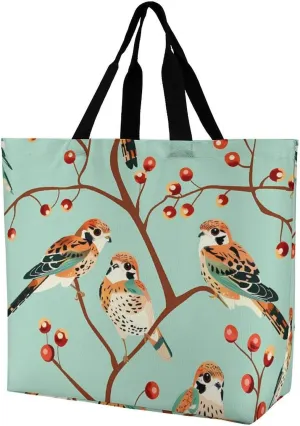 American Kestrel Pattern Reusable Shopping Bag with Shoulder Straps Portable Collapsible Grocery Tote Bags