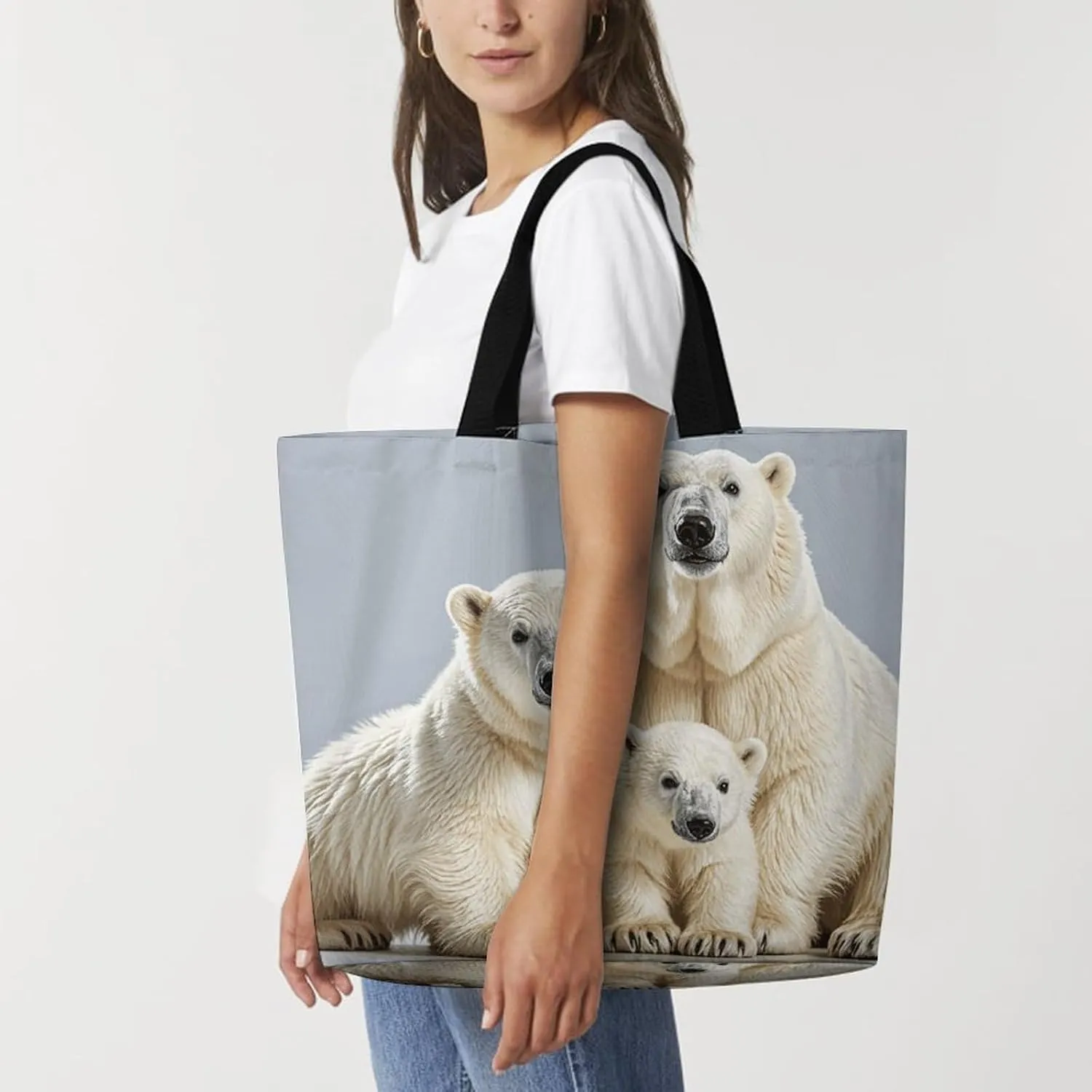 Angel Portrait Style Tote Bags, Reusable Grocery Bags, Large Shopping Bag, Shoulder Bag for Women