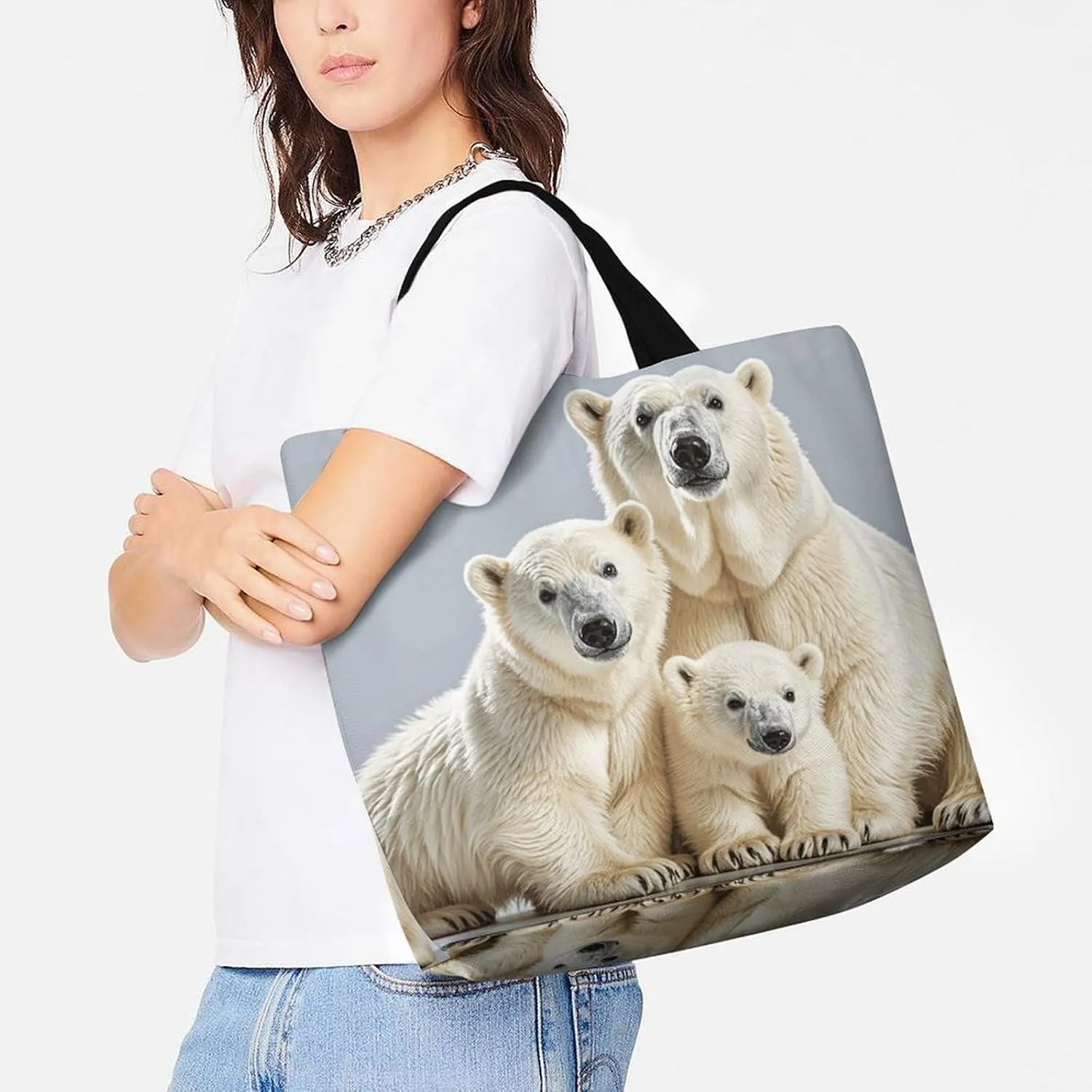 Angel Portrait Style Tote Bags, Reusable Grocery Bags, Large Shopping Bag, Shoulder Bag for Women