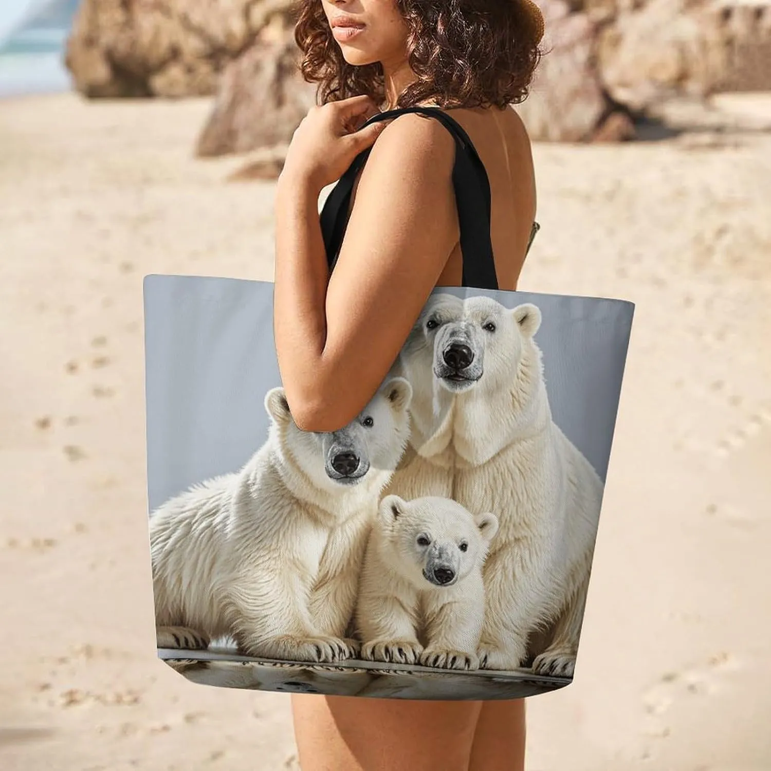 Angel Portrait Style Tote Bags, Reusable Grocery Bags, Large Shopping Bag, Shoulder Bag for Women