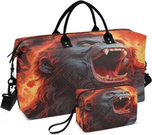Angry Gorilla Travel Duffel Bag, Shoulder Weekender Overnight Bags - Large Gym Bag with Wet Pocket