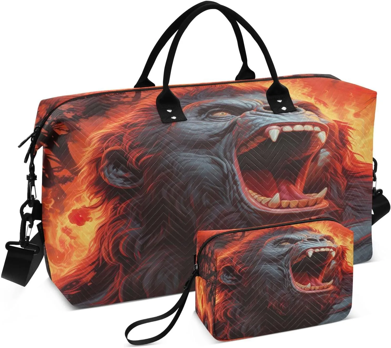 Angry Gorilla Travel Duffel Bag, Shoulder Weekender Overnight Bags - Large Gym Bag with Wet Pocket