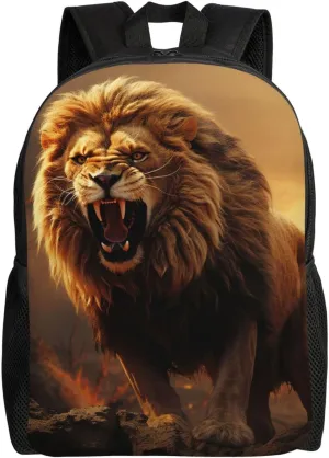 Angry Roaring Lion Backpack Lightweight Laptop Bag Casual Daypack Travel Backpacks For Women Men