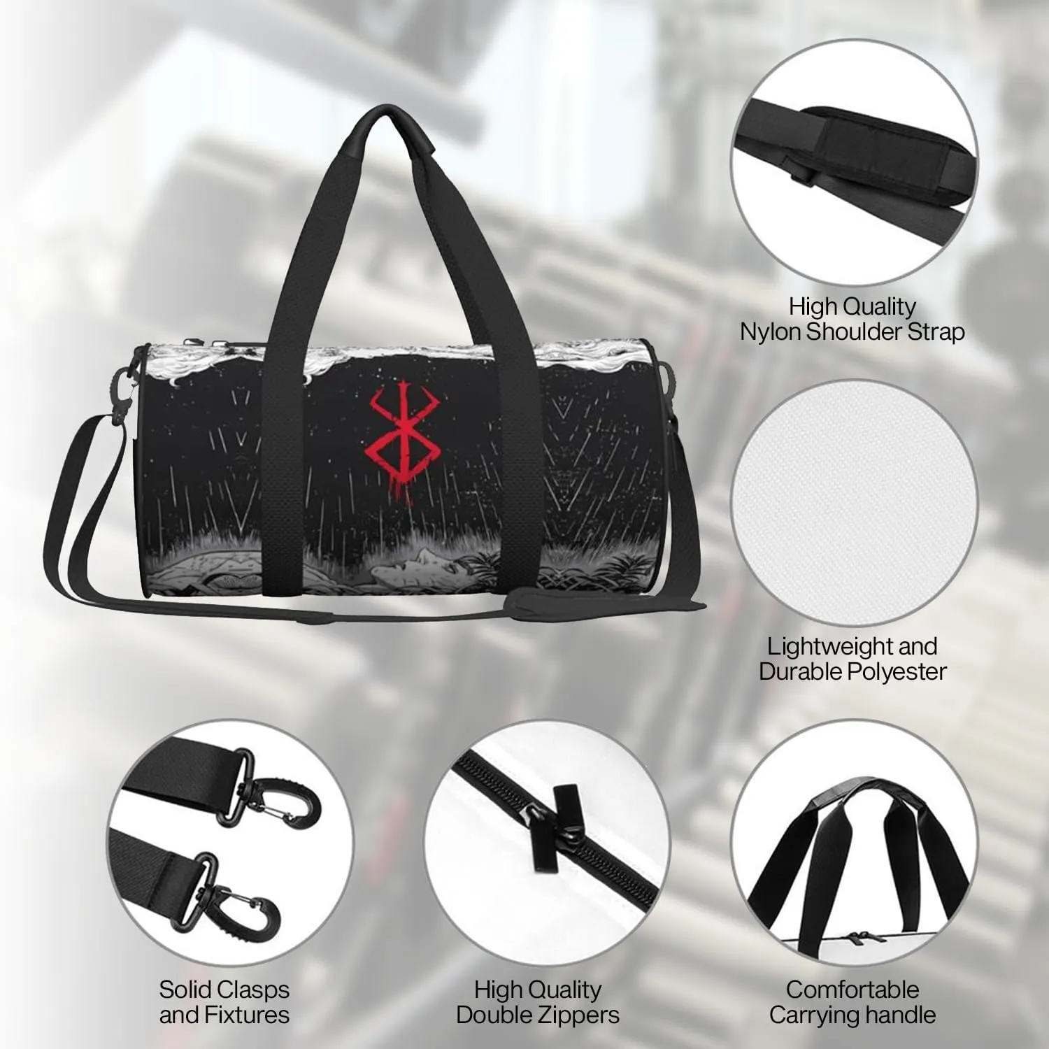 Anime Gym Bag for Women Men - Large Capacity Waterproof Workout Fitness Travel Sports Bags Fashion Street Camping Weekender Expandable Carry On Duffle Bag For Couple (B1)