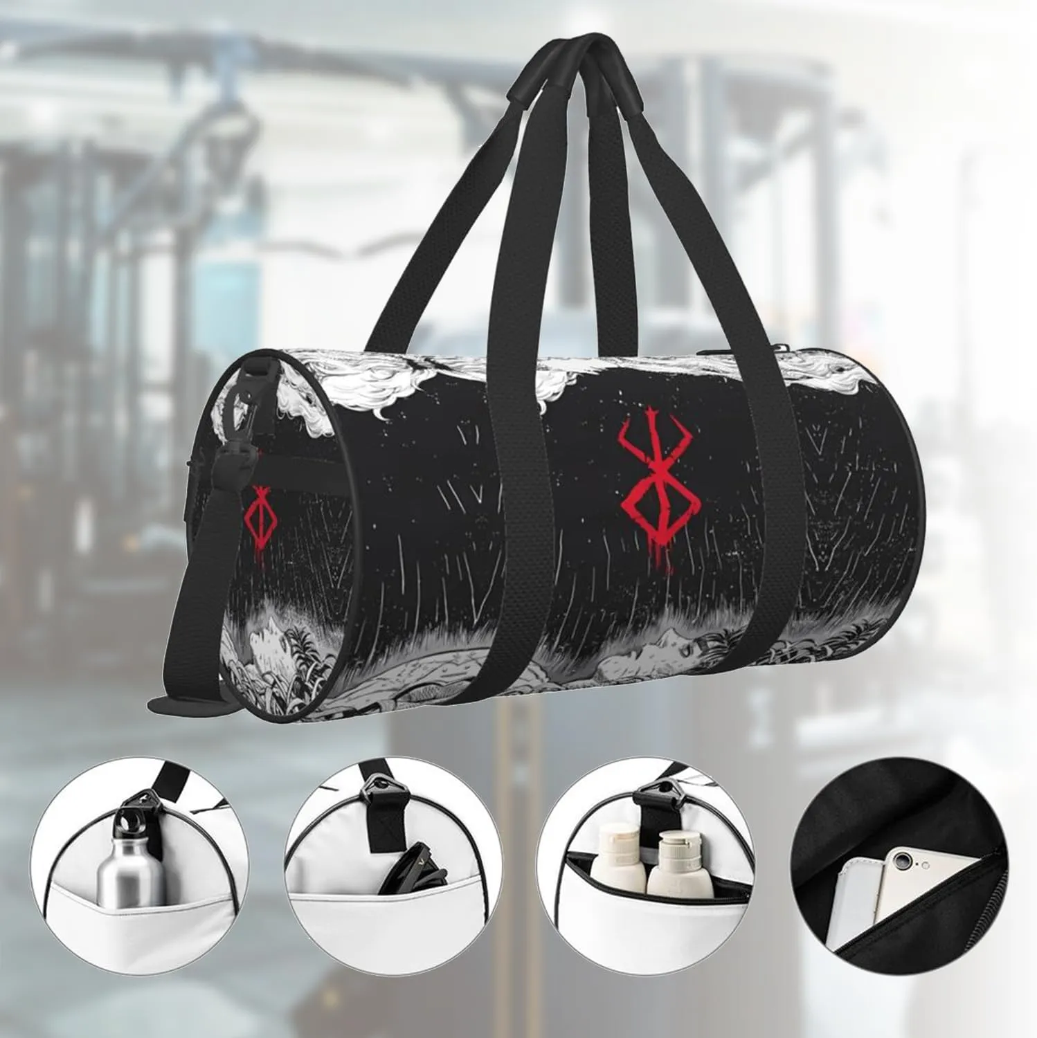 Anime Gym Bag for Women Men - Large Capacity Waterproof Workout Fitness Travel Sports Bags Fashion Street Camping Weekender Expandable Carry On Duffle Bag For Couple (B1)