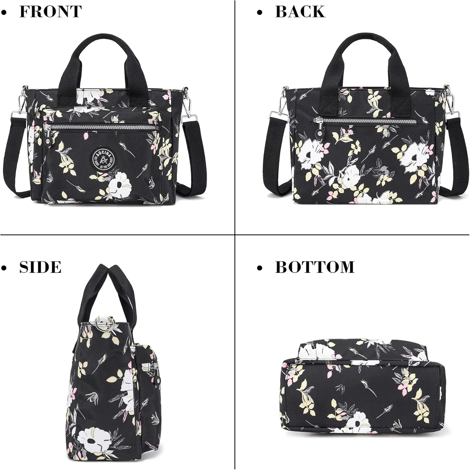 AOCINA Mini Tote Bag with Multi Pockets Small Crossbody Bags for Women Nylon Printed Shoulder Bag