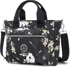 AOCINA Mini Tote Bag with Multi Pockets Small Crossbody Bags for Women Nylon Printed Shoulder Bag
