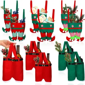 Aoriher 20 Pcs Christmas Candy Bag Gift Bag Lovely Party Favors Stocking Bag Santa Pants Treat Bags Elf Boots Handbags with Handle for Boys Girls Wedding Xmas Goodies Holiday Party Supplies Decoration