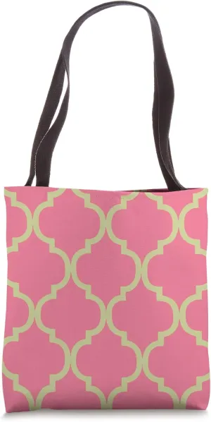 Arabesque Pattern Pastel Green Pistachio & Pink AEW279 Tote Bag