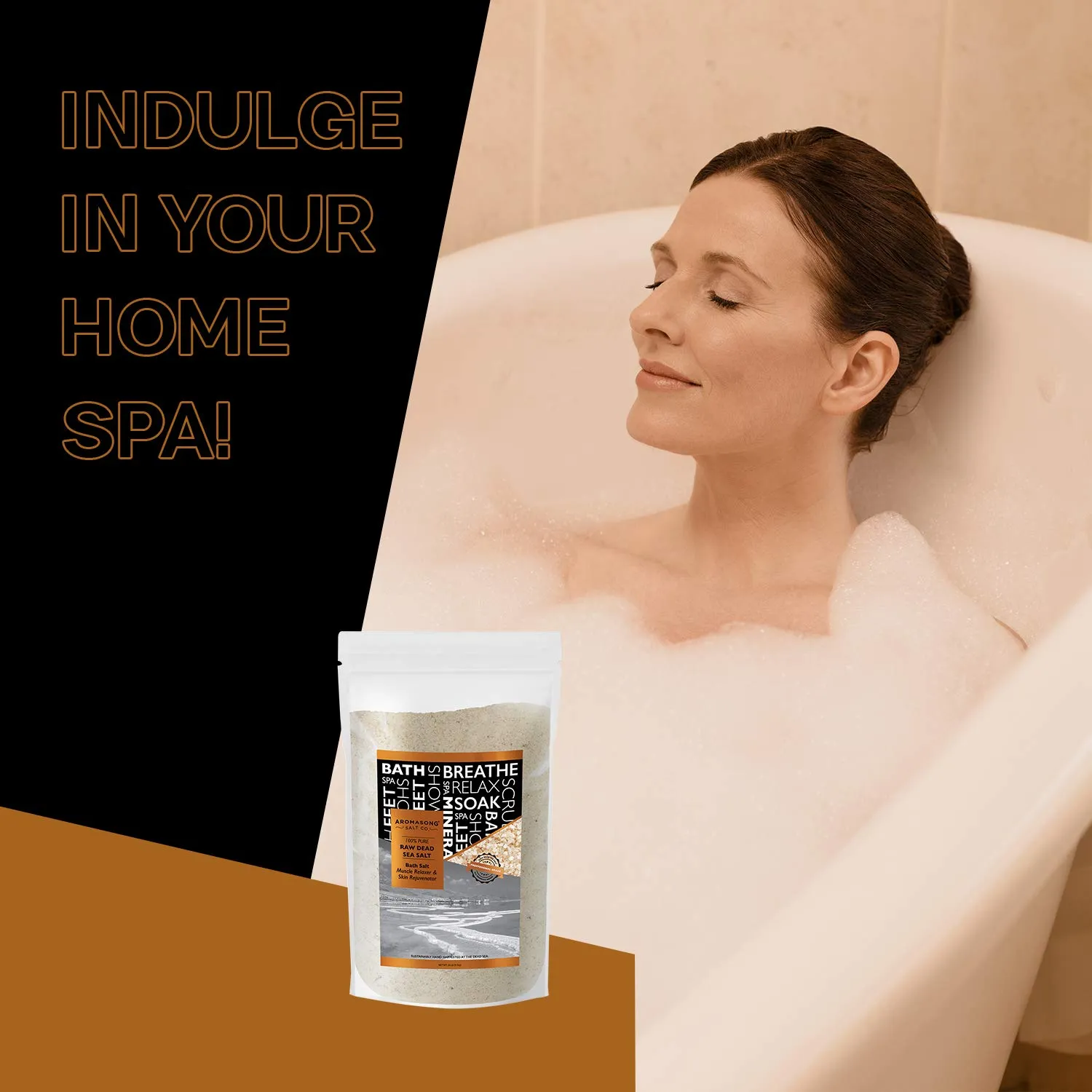 Aromasong Raw Dead Sea Salt for Soaking - Minimal Cleaned Bath Salt Soak - 10 Lbs (2 x 5 lb. Bags) Bulk Resealable Pack - Leaves Your Skin Softer Then Epsom Salt