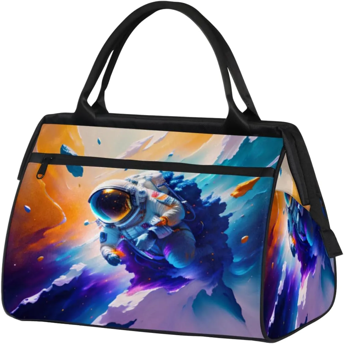 Astronaut Space Meteorite Travel Duffle Bag, Waterproof Duffel Bag Weekender Overnight Carry On Bag Lightweight Sport Gym Bag for Men Women
