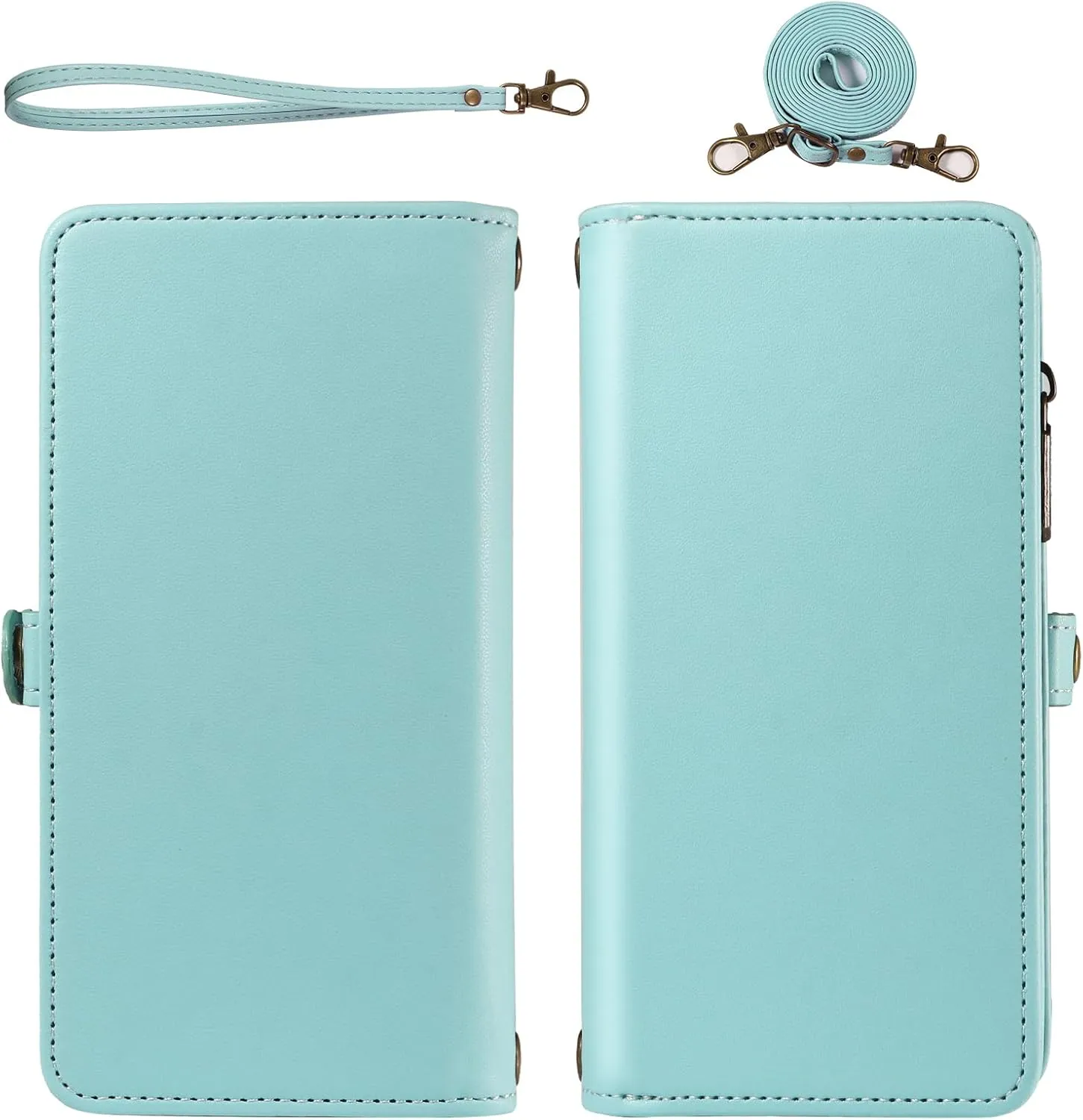 Asuwish Phone Case for iPhone 16 Plus 6.7 inch Zipper Wallet Detachable Cover with Tempered Glass Screen Protector Crossbody Lanyard Strap Flip Card Holder Slot i Phone16 16  i16   16Plus Green