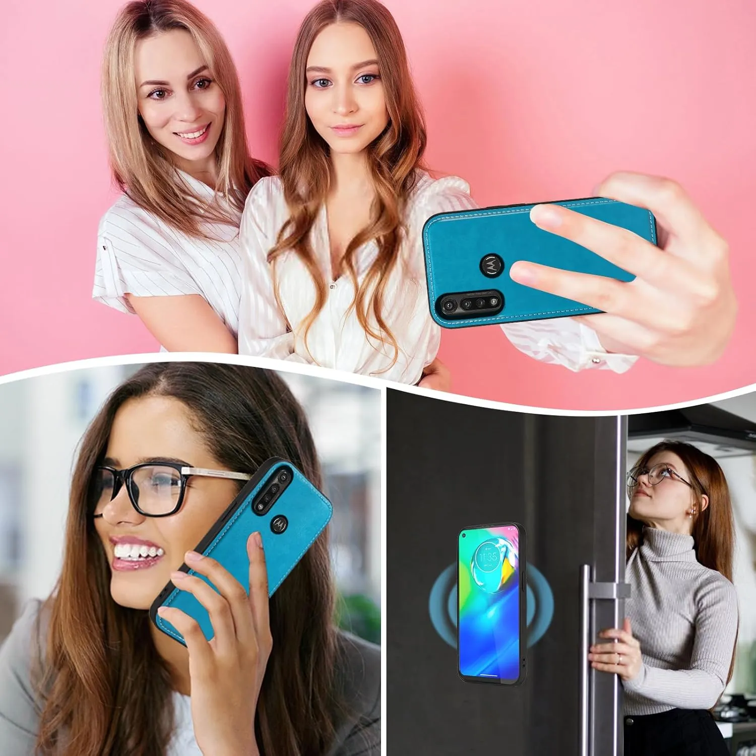 Asuwish Phone Case for Moto G Power 2020 Zipper Wallet Magnetic Detachable Cell Cover with Tempered Glass Screen Protector Crossbody Lanyard Strap Mandala Flower Card Holder Motorola GPower Women Blue