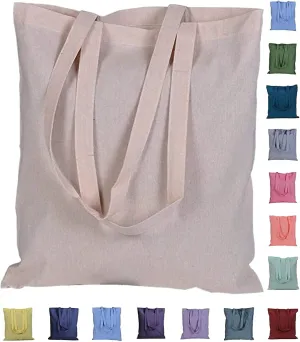 ATMOS GREEN 20 COLORS | 5 | 12 | 20 | 50 | 100 | 200 Pack 15 X 16 Inch NATURAL color Recycled Cotton tote bags eco friendly super strong great choice for schools promotion MADE in INDIA (5 Pack)