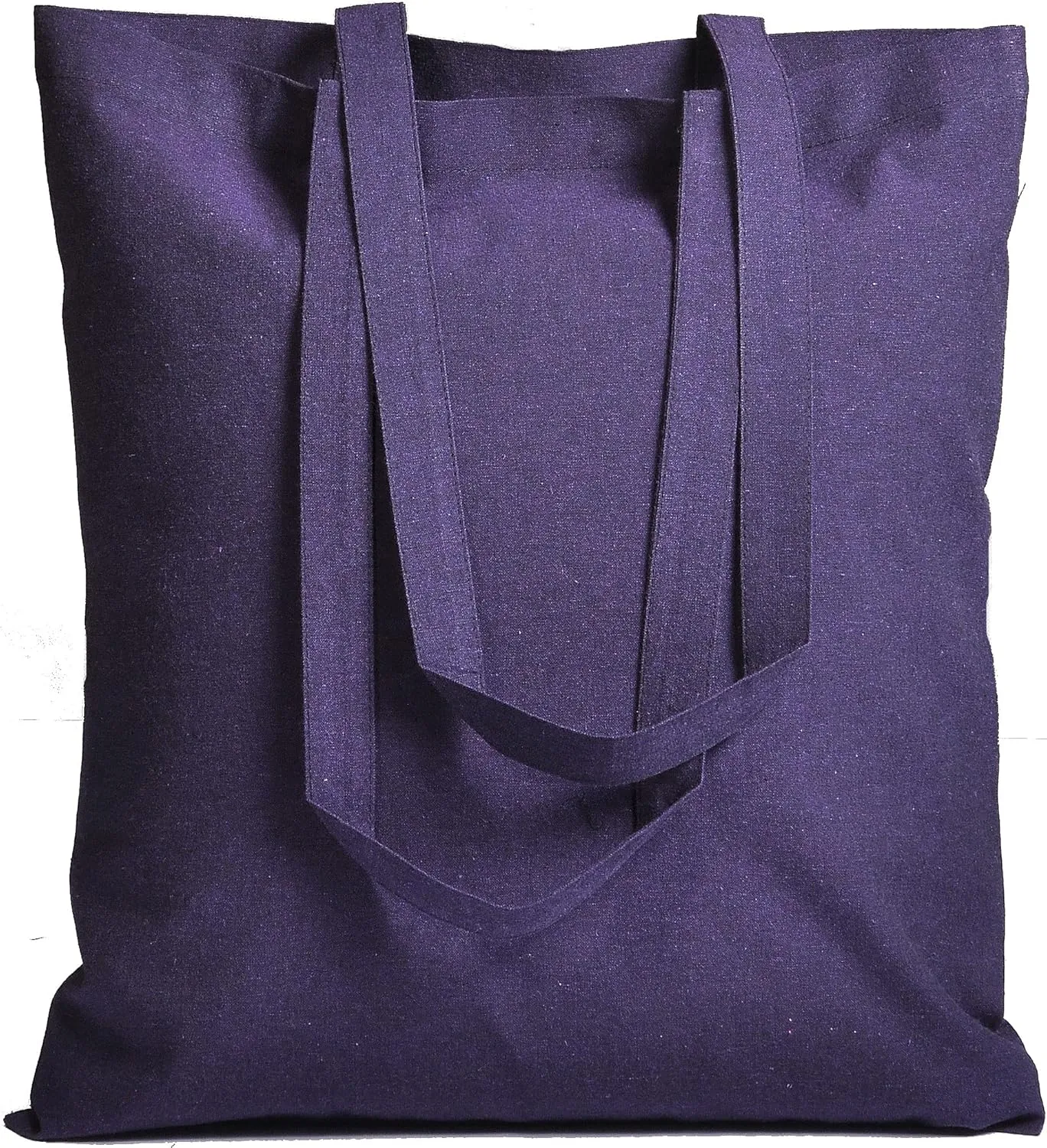 ATMOS GREEN 5 Pack 15 X 16 inch with 27" Long Handle Egg Plant Color 5.5 Oz Recycled Reusable Cotton Grocery Bags eco Friendly Super Strong Great Choice for Schools Promotion Branding Made in India